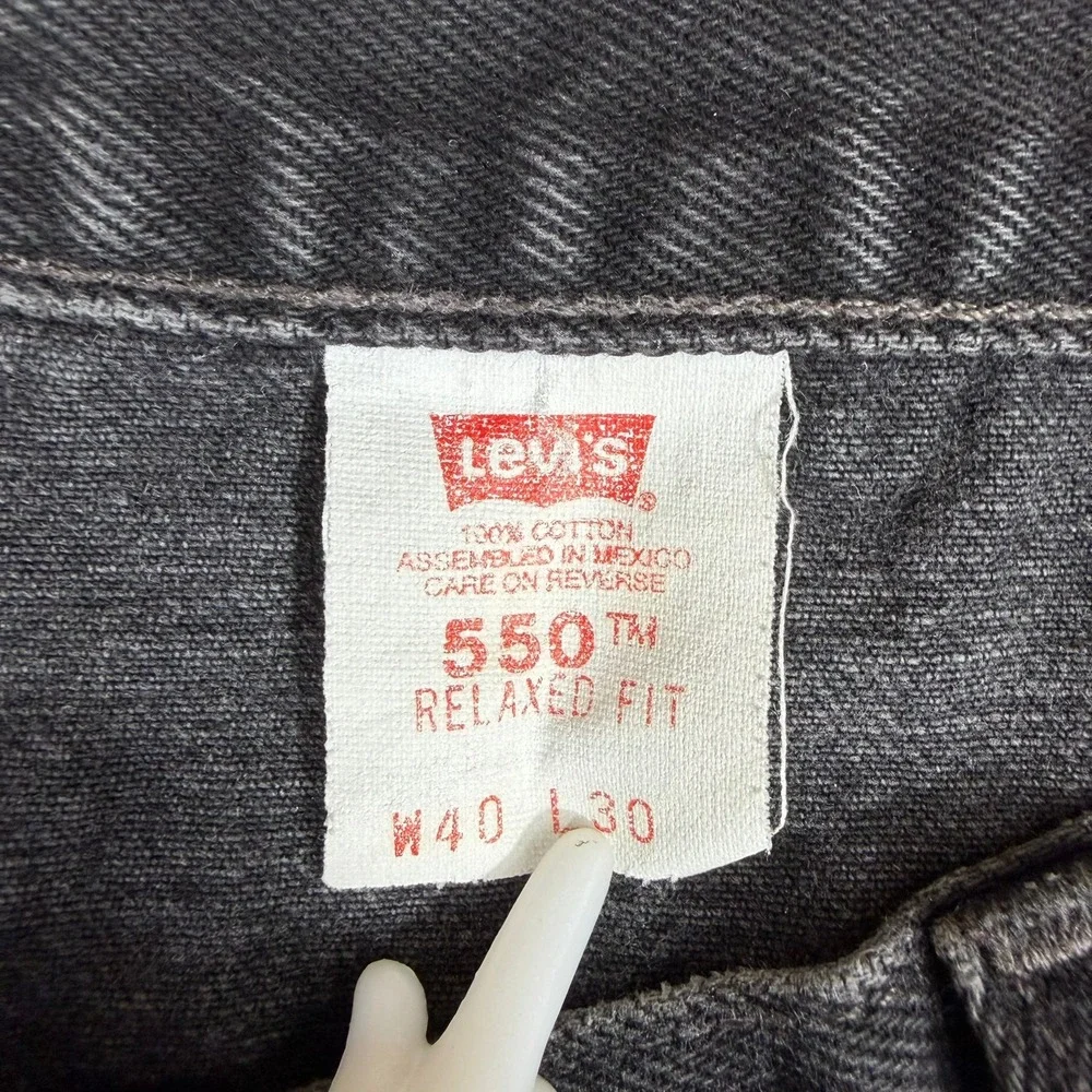 Levis 550 Jeans Mens 38x30 Black Relaxed Fit Tapered Leg Denim Vintage 1999